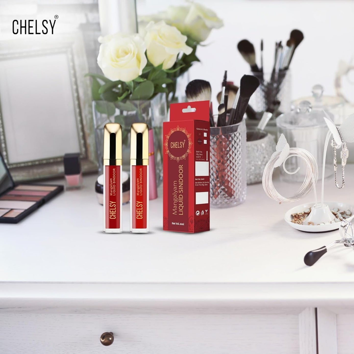 Chelsy Mangalyam Liquid Sindoor – Maroon Long-Lasting | Smudge-Proof | Quick-Dry | Bridal Makeup Essential