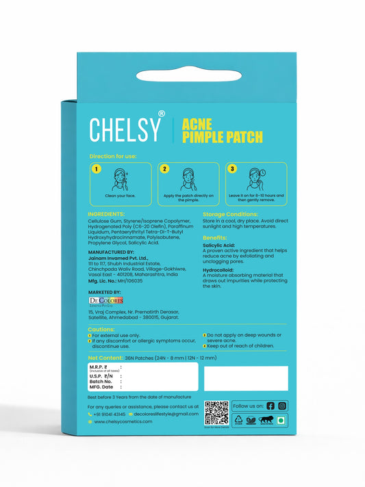 CHELSY Acne Pimple Patches (36 Count) – Pack of 1 With 0.5% Salicylic Acid | Hydrocolloid | Waterproof | Ultra-Thin & Transparent