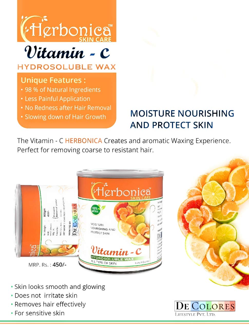 Herbonica Wax Vitamin c for All Type Skin, 800 g