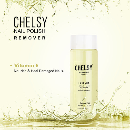 Chelsy Acetone-Free Nail Polish Remover Liquid – Pack of 3 (Strawberry, Blueberry & Lemon, 125ml Each) | Gentle & Moisturising Nail Care