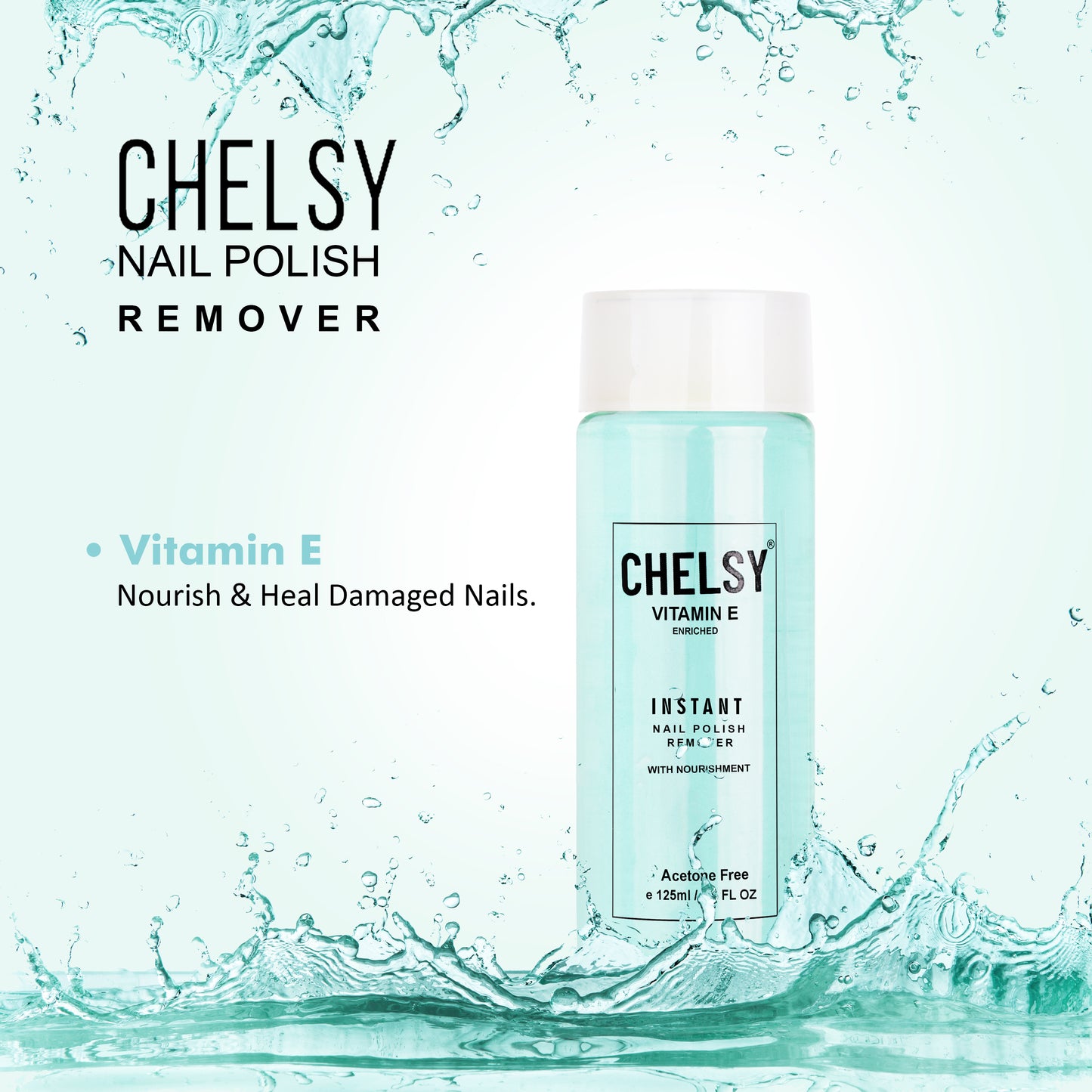 Chelsy Acetone-Free Nail Polish Remover Liquid – Pack of 3 (Strawberry, Blueberry & Lemon, 125ml Each) | Gentle & Moisturising Nail Care