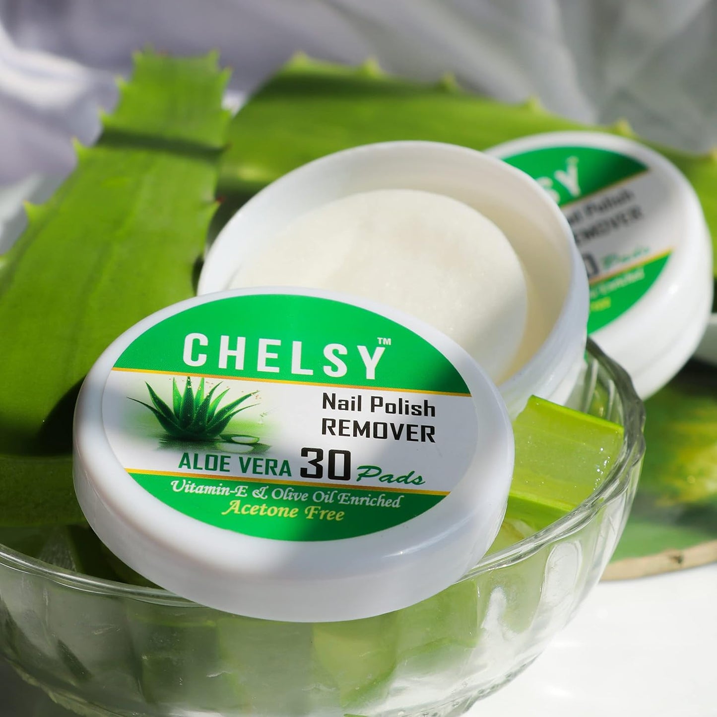 Chelsy Nail Polish Remover Wipes - Aloe vera (30 Pads)