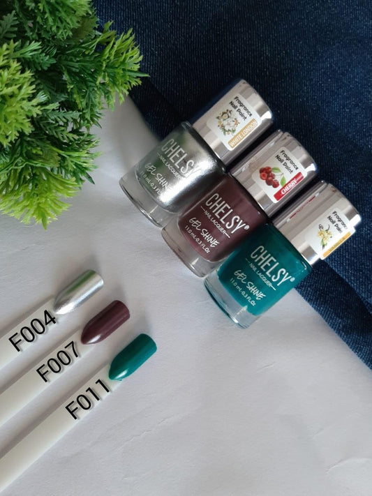 Chelsy Gel Shine Nail Polish 11 ML x3 (Pack of 3) (F004+F007+F011)