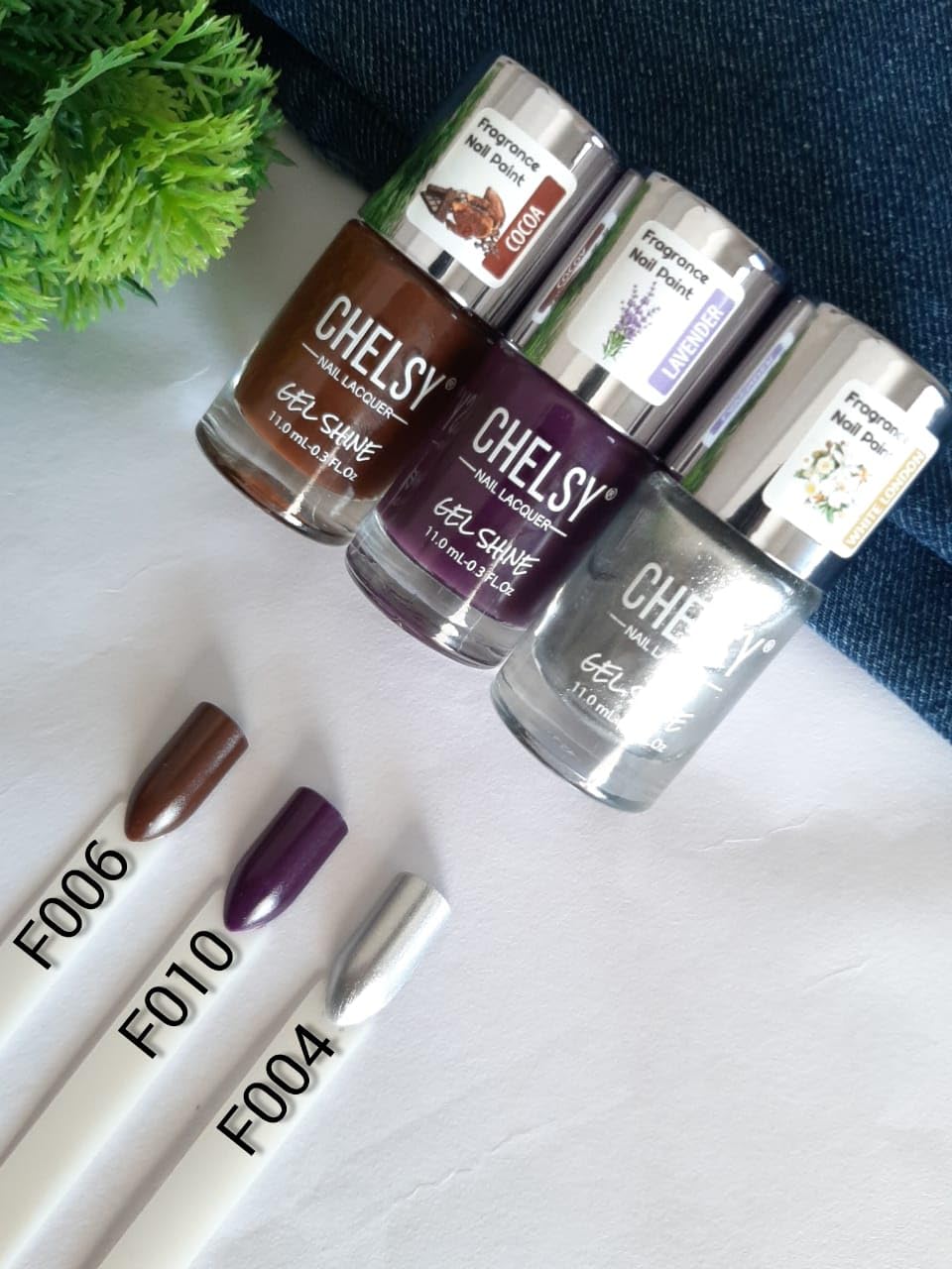 Chelsy Gel Shine Nail Polish 11 ML × 3 (Pack of 3)  (F006 + F010 + F004)