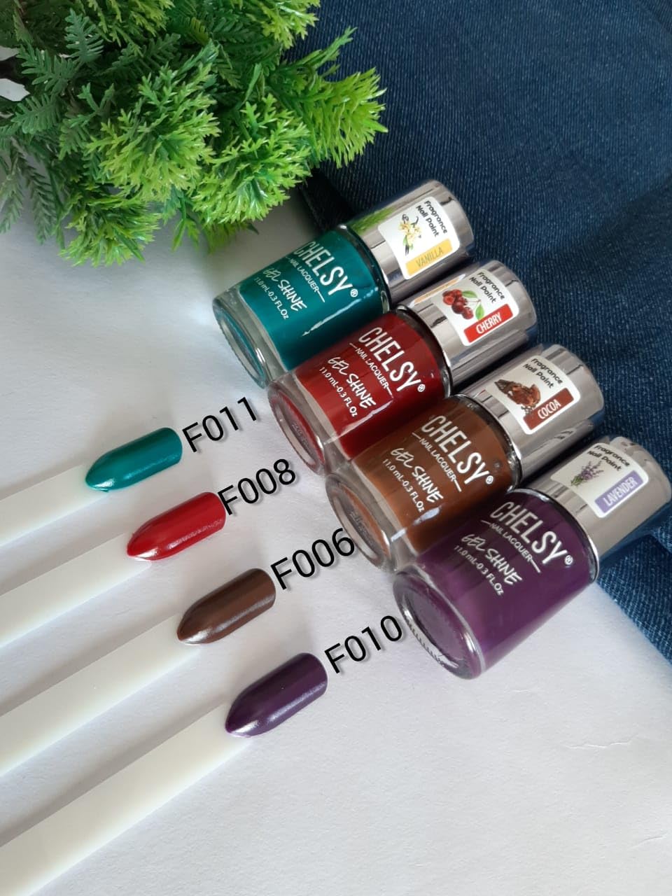 Chelsy Gel Shine Fragrance Nail Polish 11ML x4 (pack of 4) (F006+F008+F011+F010)