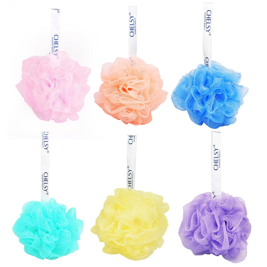 Chelsy Large Bath Loofah Sponge Scrubber Exfoliator for High Lather Cleansing, Set of 6 (set 3)