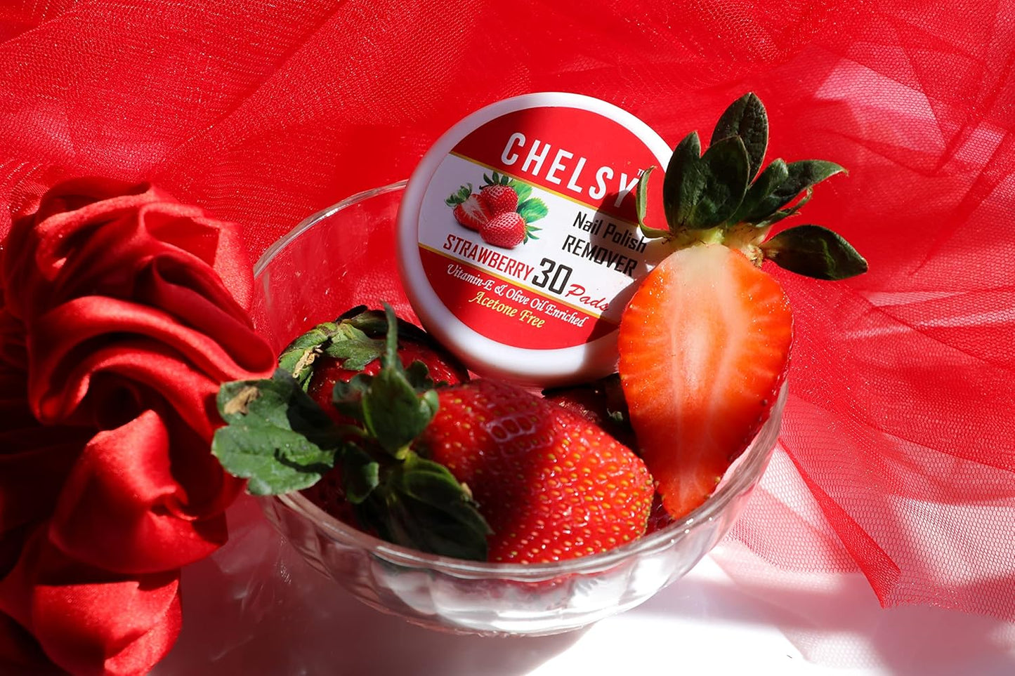 Chelsy Nail Polish Remover Wipes- (30 Pads) x 2 Box (Aloevera + Strawberry)