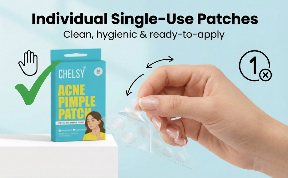 CHELSY Acne Pimple Patches (36 Count) – Pack of 1  With 0.5% Salicylic Acid | Hydrocolloid | Waterproof | Ultra-Thin & Transparent