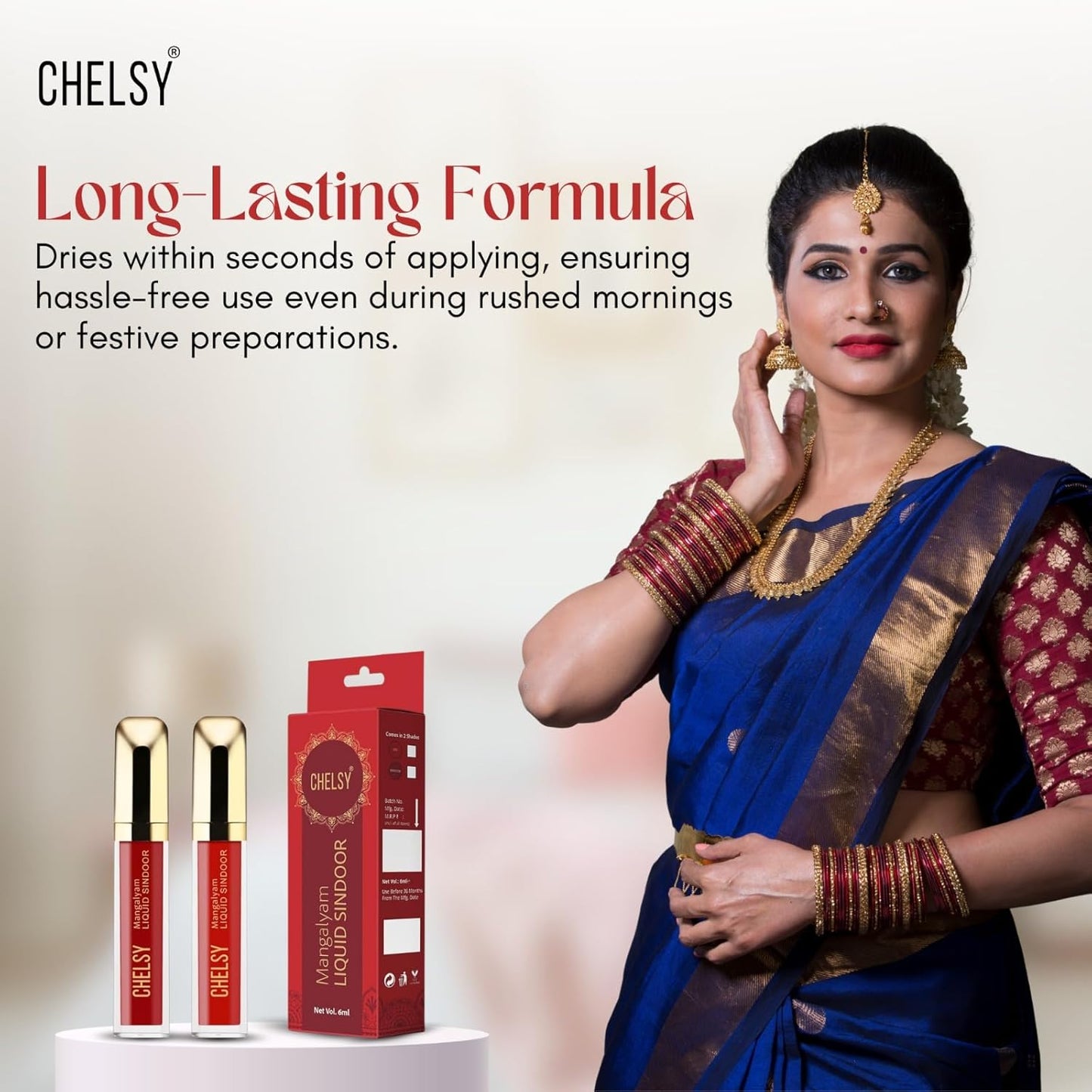 Chelsy Mangalyam Liquid Sindoor – Maroon  Long-Lasting | Smudge-Proof | Quick-Dry | Bridal Makeup Essential