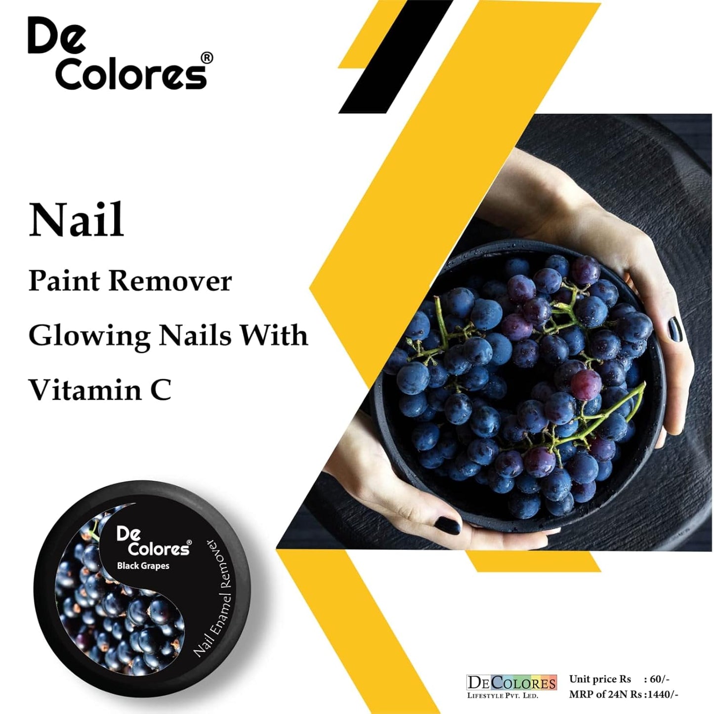 De Colores Nail Polish Remover Wipes- (30 Pads) x 6 Box (Black Grapes + Green Apple + Tulip + Lemon + Strawberry +Bluebeery)