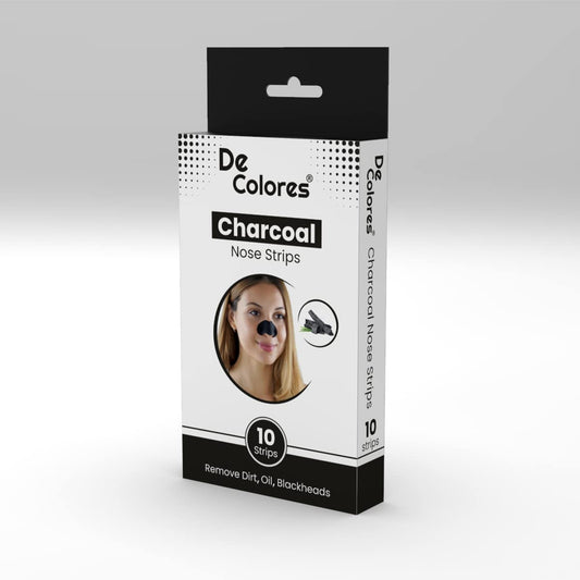 De Colores Charcoal Nose Strips – 10 Pack  Deep Pore Blackhead & Whitehead Remover | Suitable for All Skin Types